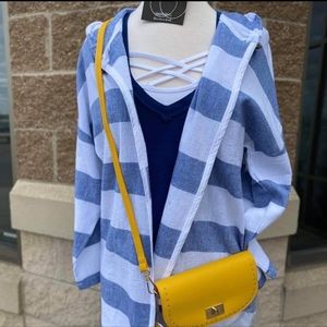 NWT Charlie B Linen striped hooded jacket